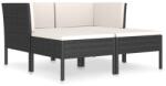 vidaXL Set mobilier cu perne, 4 piese, negru, poliratan 3056966