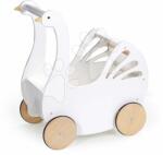 Tender Leaf Toys Cărucior din lemn lebăda Sweet Swan Pram Tender Leaf Toys cu pernă textila si plapumă pentru o papusă de 36 cm de la 18 luni (TL8105)