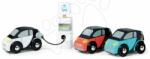 Tender Leaf Mașini electrice din lemn Smart Car Set Tender Leaf Toys cu stașie de încărcare și 3 mașini de la 18 luni (TL8373)