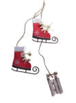 Decoration & Design Fa Akasztós Dísz Korcsolyával, Szánkóval 35Cm Piros (DD47969) - topjatekbolt