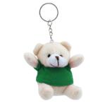  Kulcstartó plüss macival, feliratozható zöld polóval 65x75x40 mm