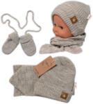 Baby Nellys Tricotat pălărie cu o eșarfă și mănuși 3v1, STEA - bej