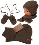 Baby Nellys Tricotat pălărie cu o eșarfă și mănuși 3v1, STEA - maro
