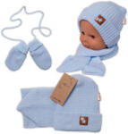 Baby Nellys Tricotat pălărie cu o eșarfă și mănuși 3v1, STEA - Sf. albastru