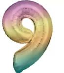 Pastel Rainbow óriás szám fólia lufi 9-es, 83 cm (DPA9909707) - kidsfashion