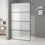vidaXL Perete cabină duș walk-in negru 115x195 cm sticlă ESG mată (152133)
