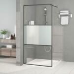 vidaXL Perete cabină duș walk-in negru 100x195 cm sticlă ESG semi-mată (152107)