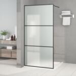 vidaXL Perete cabină duș walk-in negru 100x195 cm sticlă ESG mată (152112)