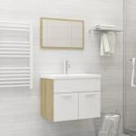vidaXL Set mobilier baie, 2 piese, alb și stejar Sonoma, PAL (804787)