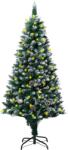 vidaXL Brad de Crăciun artificial, LED&conuri pin&zăpadă albă, 150 cm (3077444)