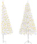 vidaXL Brad artificial de Crăciun de colț, cu LED, alb, 210 cm PVC (3077940)