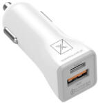 MAXXIMUS Incarcator auto dual port USB-A+C 18W PD+QC cablu USB-C+C Alb (FOXCONN-8640)