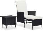 vidaXL Set mobilier cu perne, 2 piese, negru, poliratan 310231