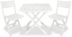 vidaXL Set mobilier bistro pliabil, 3 piese, alb, plastic 43581