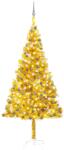 vidaXL aranyszínű PET megvilágított műkarácsonyfa gömb szettel 210 cm (3077692) - vidaxl