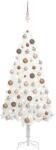 vidaXL fehér megvilágított műkarácsonyfa gömb szettel 120 cm (3077632) - vidaxl