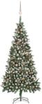 vidaXL megvilágított műkarácsonyfa gömb szettel és tobozzal 210 cm (3077849) - vidaxl