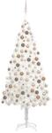 vidaXL fehér megvilágított műkarácsonyfa gömb szettel 210 cm (3077635) - vidaxl