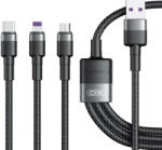  3in1 adatkábel, Micro USB / Type-C / iPhone 8pin, gyorstöltés, 40W, 1.2M, fekete, XO NB-Q191