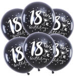 Balloons4party Set 6 baloane negre Majorat 18 ani 30 cm