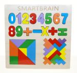  Puzzle incastru din lemn 3 in 1 - cifre si operatii matematice, tetris si tangram SMART BRAIN (101013)
