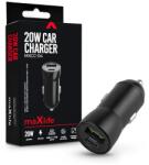 Maxlife MXCC-04 20W PD+QC autós gyorstöltő adapter USB+Type-C - fekete