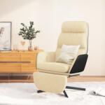 vidaXL Scaun de relaxare cu taburet, crem, material textil (3097558)