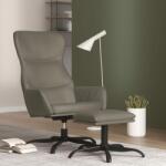 vidaXL Scaun relaxare cu taburet, gri închis, piele ecologică (3097447)