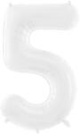 PartyDeco Balon din folie cifra 5 alb 86 cm