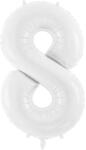 PartyDeco Balon din folie cifra 8 alb 86 cm