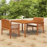 vidaXL Set mobilier de exterior cu perne, 3 piese, lemn masiv acacia (3120457) - vidaxl