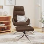 vidaXL Scaun de relaxare cu taburet, maro, textil (3097516)