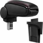 pro. tec Cotiera Auto pentru Seat Leon cu Compartiment pentru Depozitare, Reglabila, Imitatie Piele, Negru cu Cusatura Rosie (51576335)