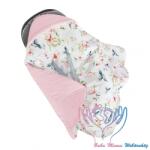 Belisima vastag, hordozóba köthető pamut-velvet takaró - Rózsaszín kolibri