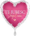 Premioloon Balon din folie inimă roz - Te Iubesc Dragul meu