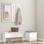 vidaXL Set de mobilier pentru hol, alb extralucios, lemn prelucrat (3082050) Garderoba