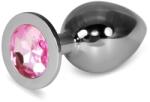 Lovetoy Dop Anal Cu Bijuterie Rosebud Classic Metal Plug L, Argintiu + Roz, 10 Cm