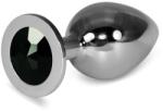 Lovetoy Dop Anal Cu Bijuterie Rosebud Classic Metal Plug L, Argintiu + Negru, 10 Cm