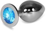 Lovetoy Dop Anal Cu Bijuterie Rosebud Classic Metal Plug L, Argintiu + Bleu, 10 cm