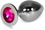 Lovetoy Dop Anal Cu Bijuterie Rosebud Classic Metal Plug L, Argintiu + Fuchsia, 10 Cm