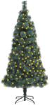 vidaXL Brad de Crăciun artificial cu LED/suport, verde, 150 cm, PET (3077774)