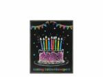  Ajándéktasak Boldog Születésnapot fekete tortás közép 18x10x23cm 02086
