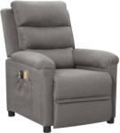 vidaXL Fotoliu de masaj electric rabatabil, gri deschis, textil (3098975)