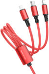 BOROFONE BX72 3 az 1-ben USB - Type C, micro USB, Lightning kábel 2A 1 m piros