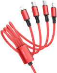 BOROFONE BX72 4 az 1-ben USB - 2xType C, micro USB, Lightning kábel 2A 1 m piros
