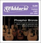 D'Addario EJ26 - Phosphor Bronze Acoustic Guitar Strings, Custom Light, 11-52 - H347H
