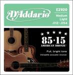 D'Addario EZ920 - 85/15 Bronze Acoustic Guitar Strings, Medium Light, 12-54 - C771C