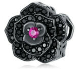 Ékszerkirály Ezüst charm, fekete rózsa (1005004685231359_05)