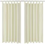 vidaXL Draperii micro-satin cu bride, 140 x 175 cm, crem, 2 buc (130356)