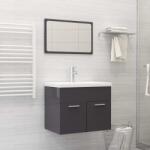 vidaXL Set mobilier de baie, 2 piese, gri extralucios, PAL (804790)